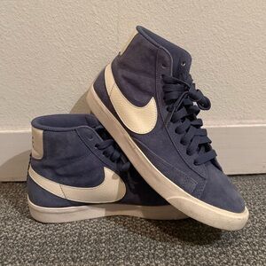 Nike Blue and Cream High-Top Sneakers